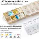 Foldable & Portable Pill Organizer 2 Times A Day with Extra Compartments - Etched Labels - Weekly 7 Day AM PM Medicine Box, Week Daily Travel Pill Case Holder Dispenser for Vitamin, Supplement - Khaki