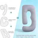 ZZZhen Pregnancy Pillow for Sleeping, G Shaped Maternity Pillow - 56 Inch with Grey Microfiber Removable Cover, Multi- Use and Support Back, Hips, Legs, Belly for Pregnant Women Sleeping