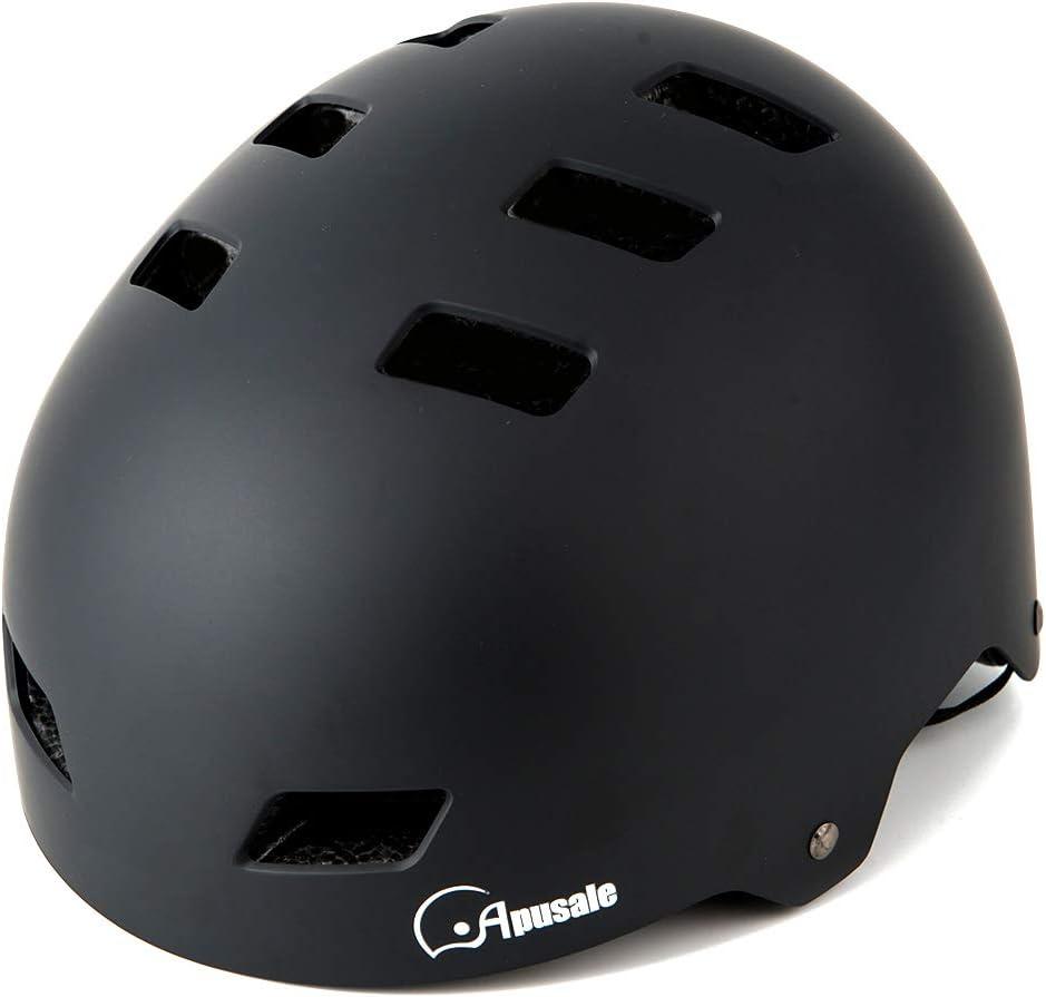 Bike Skateboard Helmet, Adjustable and Multi-Sport for Skate Scooter, 3 Sizes for Adult Youth Kids Toddler Black