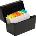 H4D 3x5 Index Card Holder with 100 Heavyweight Ruled Index Cards and 25 Plastic Dividers, Black