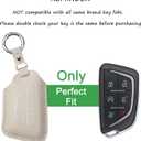 Genuine Leather Key Fob Cover Compatible with Cadillac 2021 2022 2023 2024 CT4 CT5 CT6 XT4 XT5 XT6 Escalade ESV, Key fob Case with Keychain & Lanyard for Cadillac Key Fob (6 Buttons, White)