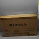 FUNLIO Toddler Swing with Foldable Metal Stand for Toddlers Aged 1~10 Years, 3-in-1 Baby Swing Set with 4 Sandbags for Backyard/Indoor/Outdoor Play, Easy to Assemble & Store, Pink