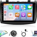 Leadfan Car Radio Stereo for Mazda 3 2009 2010 2011 2012 2013 Stereo Wireless CarPlay/Android Auto/Mirrolink 9 inch Touch Screen for Mazda 3 Head Unit/GPS/Bluetooth/FM/AHD Camera/Mic