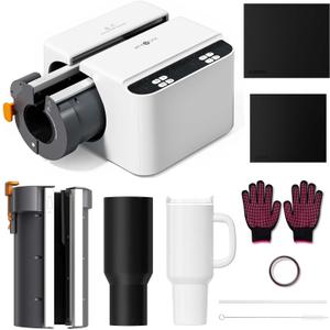 HTVRONT A200 Auto Tumbler Heat Press Pro Kit - 2 in 1 Tumbler Heat Press Machine for 15-30 OZ Skinny Tumblers & Glasses, with Heat Plate Attachment for 40 OZ Detachable Handle Tumblers, White