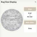Soalmost 8x8 Grey Round Rug 8ft Living Room Circle Rug Vintage Round Area Rug Non Slip Indoor Carpet for Apartment