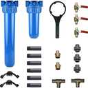 Aquasana Whole House Water Filter System Professional Installation Kit | Brass Components | 3/4" Fittings | Includes 20" Pre-Filter and 10" Post-Filter | Includes Bypass | EQ-1000-075