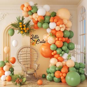 141pcs Little Cutie Orange and White Balloon Arch Garland Kit with Sage Green Orange Nude Sand White Balloons for Birthday Party Little Cutie Baby Shower Decorations