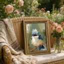 Dougepce 3D Texture Oil Painting,Vintage Gold Framed Wall Art,Blue Bird Wall Art Canvas Prints, Birds on Tree Pictures Wall Decor, Birds Artwork Paintings for Bedroom Wall Decor (Blue 24''Lx16''W)