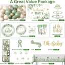 286 Pcs Sage Green Baby Shower Decorations Set-Serves 25 Guests -All-in-One Gender Neutral Party Supplies Kit Includes Balloon Arch, Backdrop, Tableware Set, and Sash