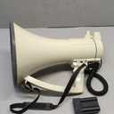 Heavy Duty 75W Professional Megaphone Bullhorn Speaker with Built-in Microphone-Rechargeable Battery&Portable Strap-Siren -USB/SD/AUX Input-Ideal for Football, Baseball,Coaches (Beige)