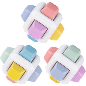 Keyboard Fidget Toys Adults 3PCS 6-in-1 Fidget Keyboard Clicker Cube Sensory Toys for Anxiety Stress Relief (6 Polytope, 3 PCS)