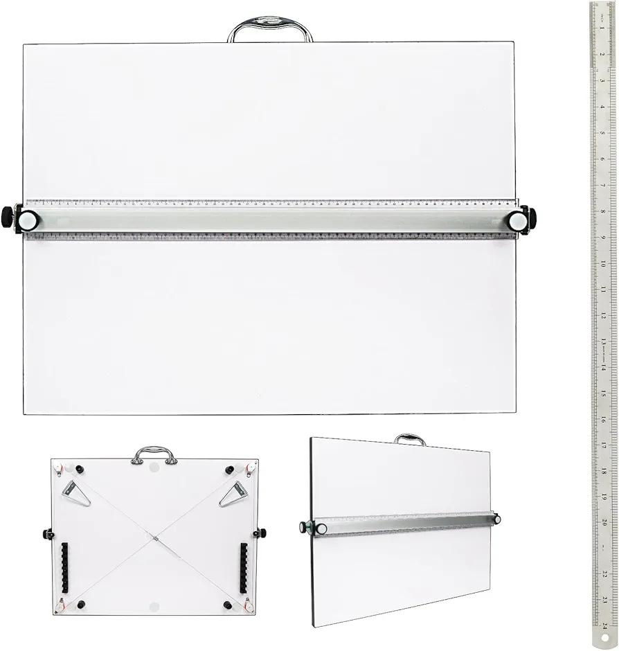 Portable Drafting Board, 18"X24" Professional Architecture Drafting Board, Tabletop Drawing Board with Ruler & Parallel Bar, Drafting Tools for Architects, Artists, Engineers, and Designers
