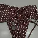 ZAFUL Womens 3pcs Swimsuit Floral Halter Triangle Bikini Top Tie Side Bottom with Long Sheer Cover Up Skirt (Brown, L)