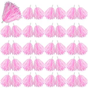 Lenwen 40 Pack Pom Poms Cheerleading Sports Dance Spirited Plastic Cheer Pompom Cheerleading Poms with Handles for Adults Rooters Sports Team Cheering Party