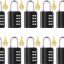 Kenning 10 Pcs Combination Padlock 4 Digit Combination Lock with Keys Locker Resetable Security Outdoor Waterproof Gate Lock for School Sports Gym Locker Employee Fence Case (Black)