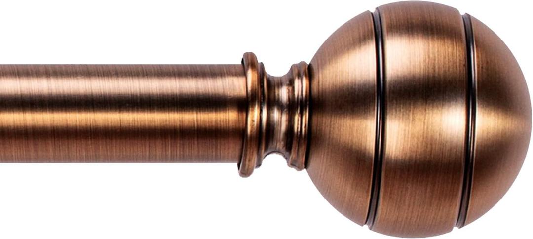 Brass Curtain Rods for Windows 30-88 Inch Adjustable Heavy Duty Metal,1 Inch Pipe Decorative Modern Rustic Blackout Drapery Rods with Twisted Cage Finials (Antique Bronze)