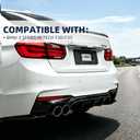 Rear Diffuser Compatible with 2012-2018 FIT BMW 3 Series F30 Sedan M Sport Bumper Only, M Performance Style, Polypropylene (PP) Black, Left-Side Twin Outlet (328i/330i Spec)
