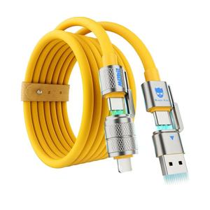 4-in-1 Multi USB C Charging Cable Cord Fast Charge 240W, USB A/C to USB C/L, Chubby Cable C Compatible with iPhone iPad Samsung MacBook Tablets All Devices, Camping & Travel Essentials (1Pack, 5FT