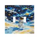 3 x Astronauts Spaceships Planets Stars Decorative Switch Plates 2 Gang Double Toggle Wall Plate Outlet Light Switch Cover Electrical Faceplate for Bedroom Bathroom Decor