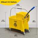 Matthew Cleaning 22 Quart Compact Mop Bucket INCL.2 Pack Mop Head with Side Press Wringer On Wheels, Tandem Portable Floor Cleaning Wavebrake, Ideal for Household, Industrial, Restaurant, Janitorial Use