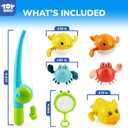 TOY Life Bath Toys for Kids Ages 1-3, Magnetic Fishing Game with Mold Free Wind Up Bath Toys for Toddlers 1-3 & Toy Fishing Pole & Fishing Net, Water Table Pool Fun Bathtub Toys for Baby Infant