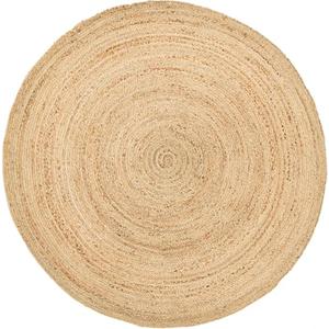 HOMEMONDE Handwoven Jute Area Rug - 4 feet Round Natural Yarn Loom Braided Rug - Eco-Friendly Boho Farmhouse Reversible Design for Bedroom, Living Room, and Kitchen (Natural)