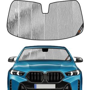 Pigenius Windshield Sun Shade for BMW X6 (G06) 2024-2026, Fits xDrive40i M60i X6 M, Custom Fit with Driving Assistance Professional Package Sensor Cutout,Reversible Silver/Black