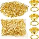 WILLBOND Grommet and Washer Grommet Kit Finish Eyelet for Clothes Fabric Leather Tag Bag(500 Pieces,Gold,1/4 Inch)