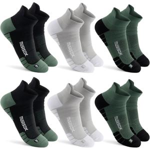 Ankle Compression Socks for Women and Men,Low Cut Compression Running Socks with Arch Support(6 Pairs)Best for Sports,Travel (Large, A04-2black+2gray+2green)