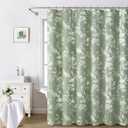 Awellife Green Shower Curtain,White Cotton Floral Cottagecore Spring Shower Curtain for Bathroom, 72"W x 72"L