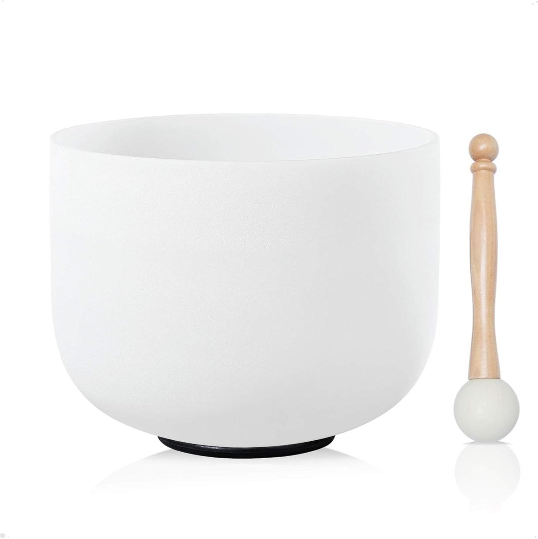 CVNC 440HZ 8 Inch F Note Heart Chakra Frosted Quartz Crystal Singing Bowl with Mallet and O-ring for Sound Healing Meditation CVNC 440HZ 8 Inch F Note Heart Chakra Frosted Quartz Crystal Singing Bowl with Mallet and O-ring for Sound Healing Meditation