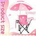 Outdoor Toddler Camping Chair with Umbrella Foldable Beach Chairs with Safety Lock for Kids Waterproof Lawn Kids Folding Chair for Outside Beach Travel(Flower)