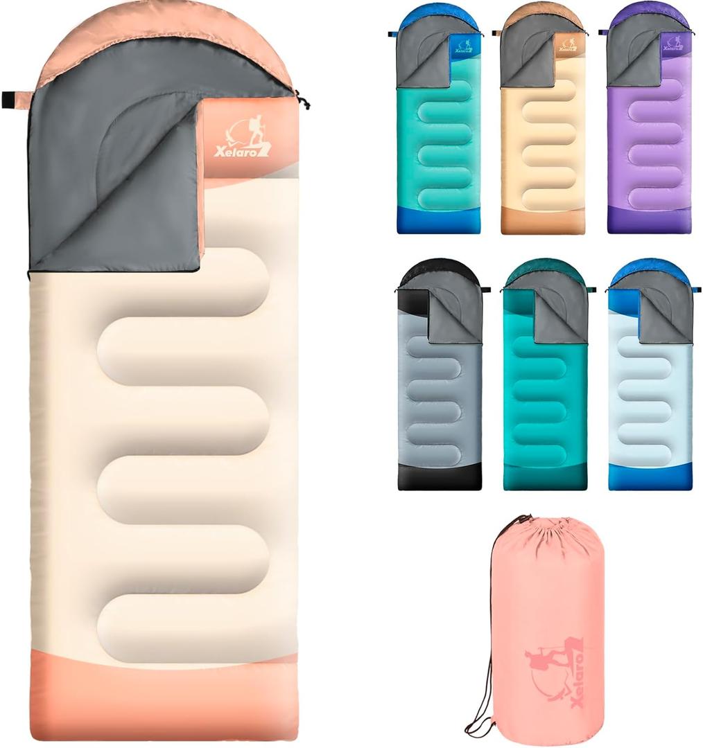 Sleeping Bags for Adults Kids - 3 Season Cold&Warm Weather Waterproof Camping Sleeping Bags - Lightweight Sleeping Bags for Camping Hiking Outdoor Travel (Pink&Gray)