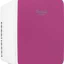 Cooluli 15L Mini Fridge for Bedroom - Car, Office Desk & College Dorm Room - 12v Portable Cooler & Warmer for Food, Drinks, Skincare, Beauty & Makeup - AC/DC Small Refrigerator with Glass Front, Pink (Fuchsia)