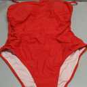 SUUKSESS Women Sexy One Piece Swimsuit Tummy Control Square Neck Bathing Suit Retro Backless Swimwear (Red, XL)