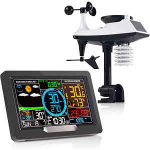 Professional Weather Stations Indoor Outdoor Thermometer Wireless Color Display Atomic Clock with Rain Gauge, Wireless Thermometer Weather Station with Outdoor Sensor, Wind Speed and Direction Professional Weather Stations Indoor Outdoor Thermometer Wireless Color Display Atomic Clock with Rain Gauge, Wireless Thermometer Weather Station with Outdoor Sensor, Wind Speed and Direction