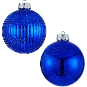 Large Christmas Ball Ornaments, Oversized Shatterproof Plastic Decorative Hanging Mercury Ornaments Ball for Xmas Holiday Party Decorations (Blue, 6.0")