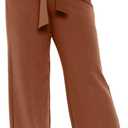 Eytino Womens Plus Size Stretch Dress Pants Comfy Wide Leg Belted Lounge Pants for Office, 1X-5X (Brown, XL)