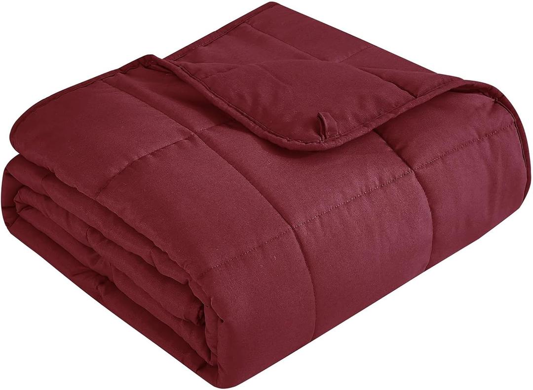 Topcee Weighted Blanket for Adults (20 lbs, 60" x 80") Queen Size Soft Cooling Heavy Blanket Sleeping, Apply to 190-210 lbs Body, Thick Breathable Blanket with Glass Bead, Easy Care (08-burgundy)