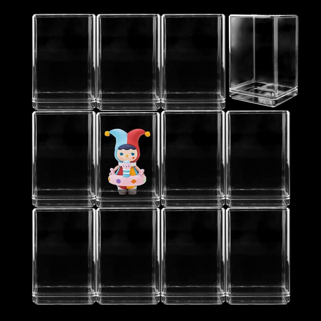 Clear Display Case Design 12PCS Single Display Case Cabinet Stand Free Standing Lockable Showcase for Mini Pop Figures Collectibles Mini Toys Gemstone Figures Collectibles (12 PCS Single Case)