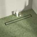 Linear Shower Drain 24", Matte Black Floor Drain with Tiled Insert Grate & Hair Strainer, 304 Stainless Steel Bathroom 2-in-1 Tiled in Drain, CUPC Certified (Matte Black, 24'')