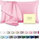 Mulberry Silk Pillowcase for Hair and Skin Standard Size 20"X 26" Pillow Case with Hidden Zipper Soft Breathable Smooth Cooling Silk Pillow Covers for Sleeping (Pink,Standard,1Pcs)