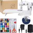 Sewing Machine for Beginners with Expansion Table Foot Pedal 42Pcs Sewing kit Finger Guard & Light Mini Small Portable Sewing Machines 2-Thread 2-Speed 2-Switches for Kids Ages 8-12 White and Grey