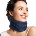 Neck Brace Cervical Collar - Neck Support Brace for Sleeping, Soft Foam Wraps Keep Vertebrae Stable and Aligned for Relief of Cervical Spine Pressure for Women & Men, (12.6-15.8 Inch) Blue (Medium)