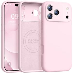 Ktele Magnetic for iPhone 17 Pro Max Case [Compatible with Magsafe] [Premium Silicone Satin-Smooth Touch] Slim Shockproof Anti-Scratch Microfiber Lining Case, 6.9 inch, Chalk Pink