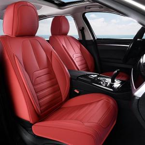 Coverado Seat Covers, Car Seat Covers Front Seats, Automotive Seat Covers, Waterproof Nappa Leather Car Seat Cover, Car Seat Cushion,Red Seat Covers Carseat Cover Universal Fit for Most Cars