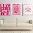 LWYANYT999 3Pcs Pink Christian Canvas Wall Art Light Pink Y2K College Dorm Room Painting Girls Dorm Room Jesus Aesthetic Wall Decor Preppy Teen Girls Apartment Bedroom Pictures Prints(16x24 inches)
