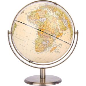 Exerz 8" Antique Globe With Bronze Base - World Globe Rotating All Direction 360 - Modern Map Vintage Colour - Diametre 8 inches