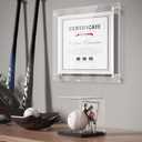 NIUBEE Baseball Display Stand and Card Holder, Acrylic Baseball Stand with Black Base, Suitable for Golf Ball,Softball,Tennis Ball (2-Pack)