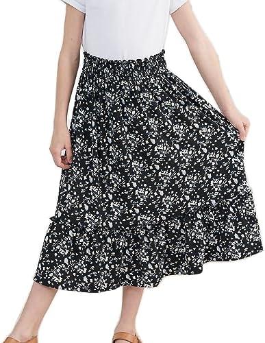 Girls Long Skirt Maxi for Girls Kids Ruffle High Waisted Skirts Summer Cute Boho Clothes Size 14 Years Black